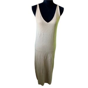 CJLA Womens Tan Knit Sweater Dress Midi Tan Sleeveless Tank Small
